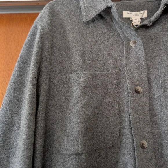 beachlunchlounge Charcoal Gray Shirt Soft Brushed Button Down Top New - Picture 3 of 6